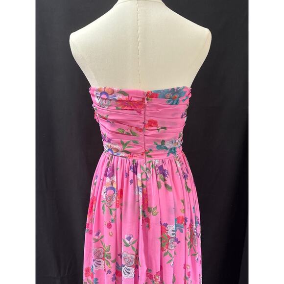 Women’s Saul Pink Long Maxi Floral Corseted Sleeveless Dress Sz 4 - Picture 4 of 5